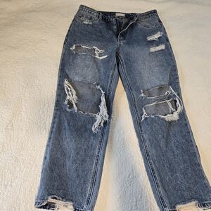 Altar'd State Blue Distressed Straight Leg Jeans